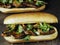 Rustic vietnamese bahn mi pork sandwich