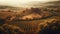 Rustic vineyard landscape at dawn in Chianti region generated by AI