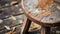 Rustic Vintage Acrylic Stool With Natural Grain And Peeling Paint