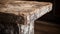 Rustic Vintage Fleece End Table With Natural Grain And Peeling Paint