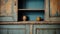Rustic Vintage Silk Hutch With Earthy Colors And Primitivist Elements