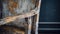 Rustic Vintage Velvet Chair With Natural Grain And Peeling Paint