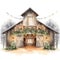 Rustic Watercolor Christmas Barn Dance with Fairy Lights and Mistletoe AI Generated