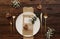 Rustic Wedding. Vintage gold cutlery with eucalyptus