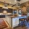 Rustic Wine Country Kitchen: A rustic kitchen with reclaimed wood accents, stone walls, and a wine barrel repurposed as a kitche