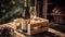 Rustic winery table with fresh organic wine generated by AI