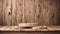 Rustic wood pieces podium. Background for perfume, jewellery and cosmetic products. Front view