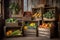 rustic wooden crates filled with freshly harvested produce