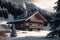 rustic wooden house on hillside exterior of the winter chalet