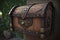 rustic wooden mailbox with leather strap and brass lock