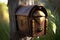 rustic wooden mailbox with leather strap and brass lock