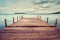 Rustic wooden pier on the sea on a moody day