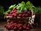 rustic wooden table adorned with plump