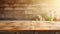 Rustic wooden table with assorted jars of food