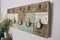 rustic wooden wall art, with metal hooks and keyhole hangers for easy hanging