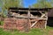 Rustic woodpile with harvested firewood outdoors