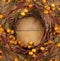 A rustic wreath on a wooden background