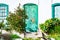 Rustical abandoned old house with weathered green door in Beautiful village of Haria, Lanzarote, Canary Islands, Spain