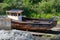 Rusting derelict boat left on a beach