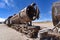 Rusting locomotive engines in the Cemeterio de Trenes Train Cemetery, Uyuni, Potosi department, Bolivia