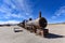 Rusting locomotive engines in the Cemeterio de Trenes Train Cemetery, Uyuni, Potosi department, Bolivia