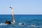 Rusting shipwreck at Sarakiniko on Milos island, Cyclades Islands, Greece