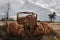 Rusty, antique chevrolet abandoned in the desert