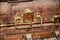 Rusty Antique Lock of Old Bronze Iron Metal Suitcase Box.