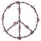 Rusty barbed wire peace sign