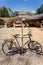 Rusty Bicycle and Wooden Photo Booth Direction Sign at Shabby Ch