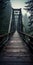 Rusty Bridge Over Foggy Forest - Dark And Gritty Adventure Pulp