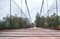 Rusty bridge over the river in a forgotten place, with shrubs and bushes everywhere