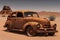 A rusty car in desert generated by ai