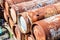 Rusty Compressed Gas Cylinders Close Up