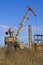 Rusty crane on abandoned factory