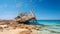 Rusty Debris: A Futurist Post-apocalyptic Boat On Formentera\\\'s Rocky Shore