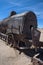 Rusty decayed train wrecks on the train cemetery near Uyuni