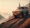 rusty dirt offroad 4x4 lifted vintage custom camper conversion jeep overlanding in mountain roads