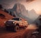 rusty dirt offroad 4x4 lifted vintage custom camper conversion jeep overlanding in mountain roads