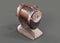 A rusty dirty old vintage antique vacuum mounted hand powered pencil sharpener isolated on white with room 3d render