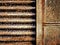 rusty door and slatted security shutters