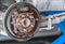 Rusty Drum Brake waiting for Maintenance in Service Garage