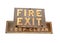 Rusty Fire Exit Sign Isolated on White Background