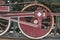 Rusty flywheel of a steam locomotive