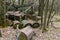 Rusty fuel barrels near the abandoned warehouse at Chernobyl exclusion zone