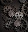 Rusty gears and cogs metal background