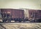 Rusty Grain Hopper Train Cars