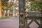 Rusty green iron gates in the Park