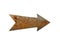 Rusty and grunge metal iron plate arrow with peeling coating and scratches