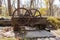 The rusty historic lock system consisting of a hand operated group of cogwheels